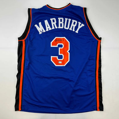 Autographed Stephon Marbury blue custom jersey with number 3, Beckett COA