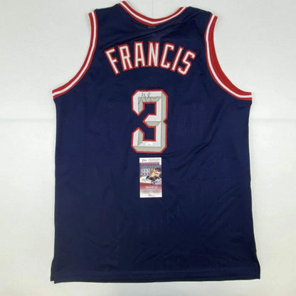 Autographed Steve Francis Houston Blue Basketball Jersey JSA COA | Hall of Fame Sports Memorabilia | vintageantiquesgifts.com