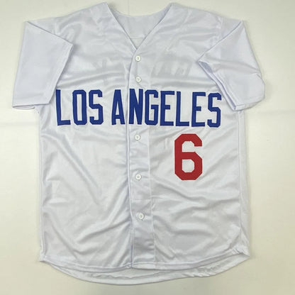 Autographed Steve Garvey custom white Los Angeles jersey, number 6