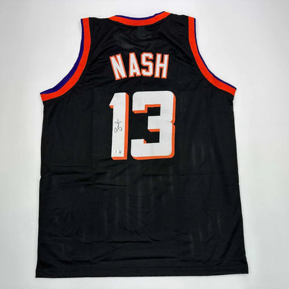 Autographed Steve Nash Phoenix Black Basketball Jersey Beckett BAS COA | Hall of Fame Sports Memorabilia | vintageantiquesgifts.com