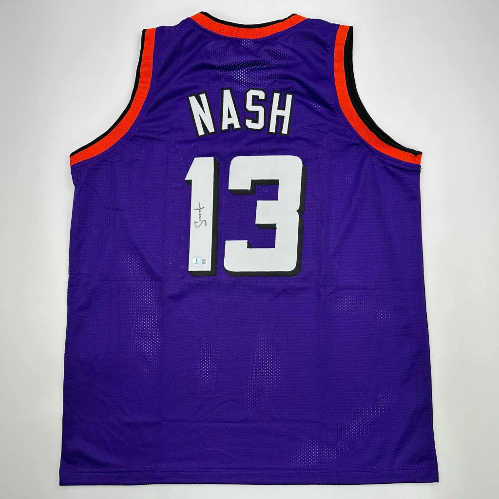 Autographed Steve Nash purple custom jersey with number 13, Phoenix professional sports