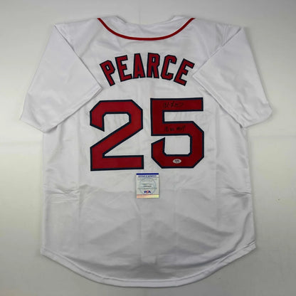 Autographed Steve Pearce 18 WS MVP Boston White Baseball Jersey PSA/DNA COA | Hall of Fame Sports Memorabilia | vintageantiquesgifts.com