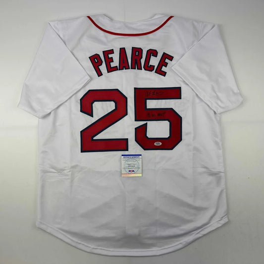 Autographed Steve Pearce 18 WS MVP Boston White Baseball Jersey PSA/DNA COA | Hall of Fame Sports Memorabilia | vintageantiquesgifts.com