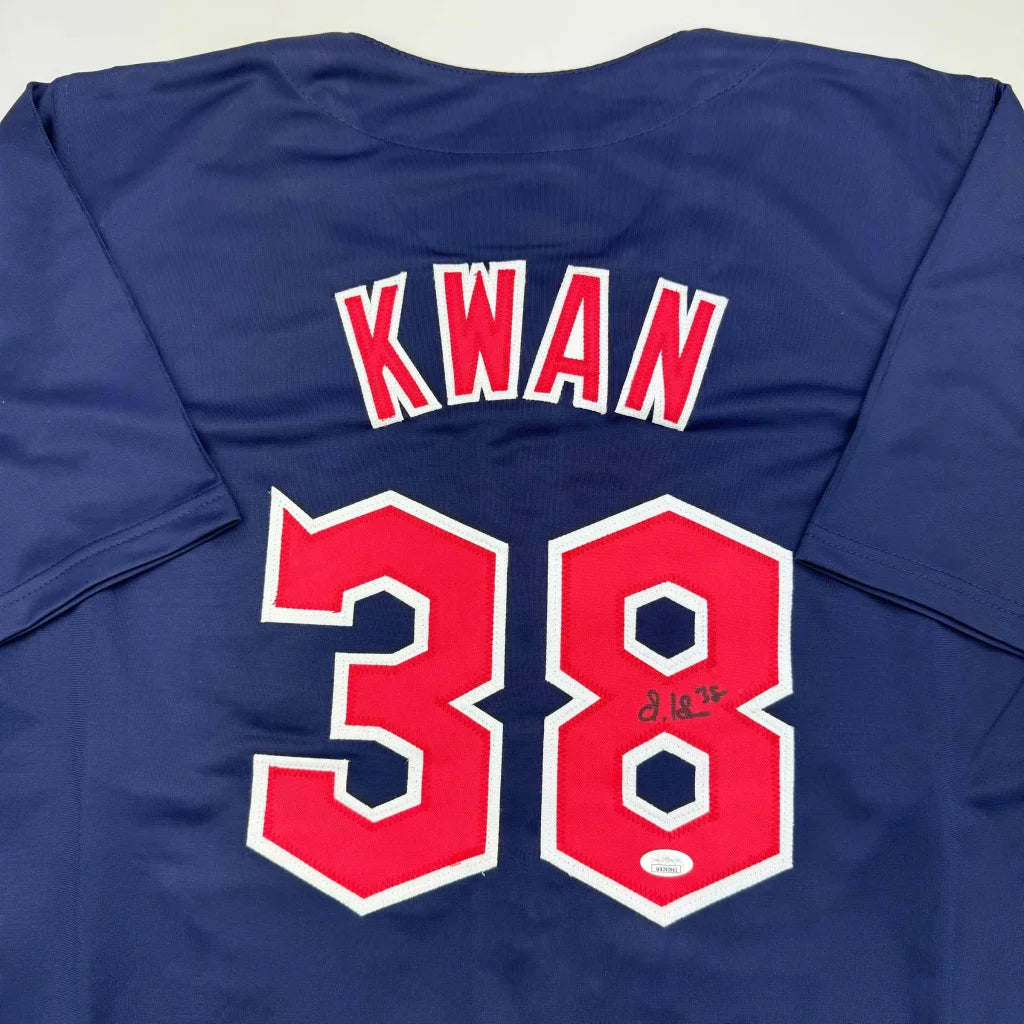 Navy blue custom jersey from Professional Sports League with Kwan 38 autograph