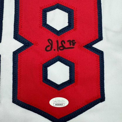 Red and white custom jersey with number 8 and autograph from professional sports league