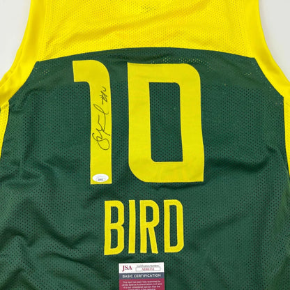 Autographed Green Yellow Custom Jersey with BIRD 10 for professional sports fans