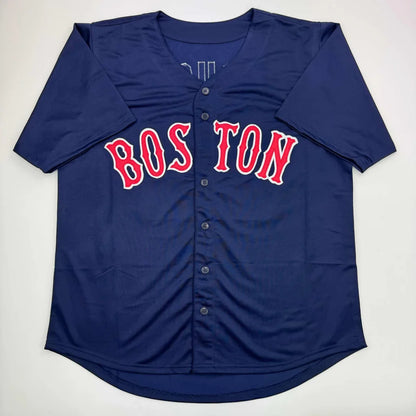 Navy blue short-sleeve custom jersey from professional sports league with BOSTON logo