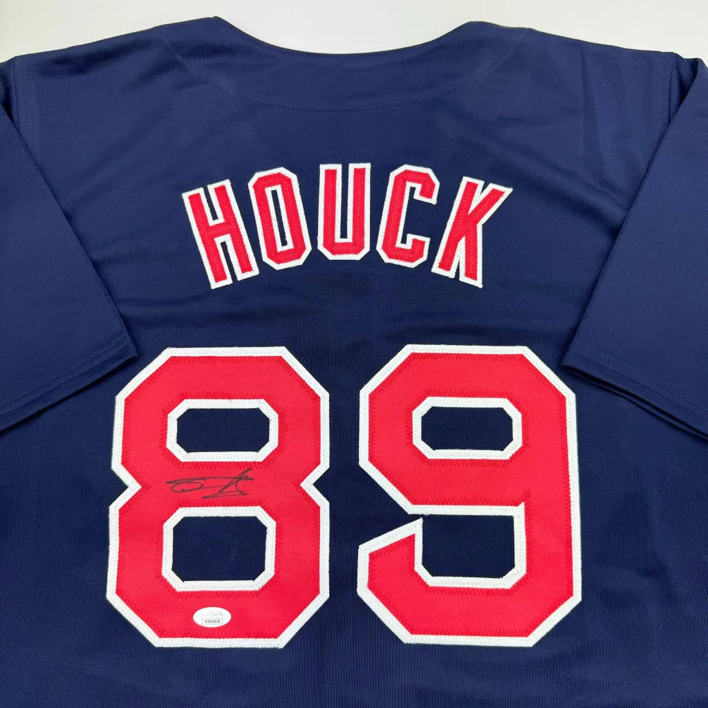 Autographed Tanner Houck navy blue custom jersey with signature, JSA COA