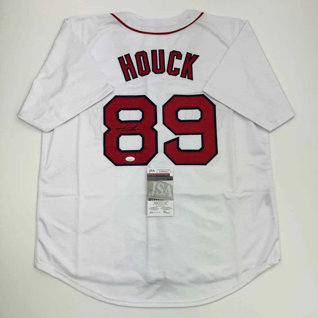 Autographed Tanner Houck Boston White Baseball Jersey JSA COA | Hall of Fame Sports Memorabilia | vintageantiquesgifts.com