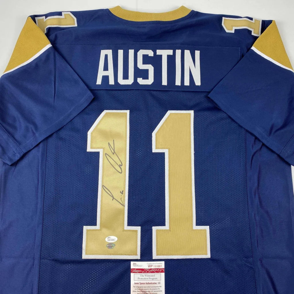 Austin 11 autographed navy blue gold professional sports jersey signed by athlete