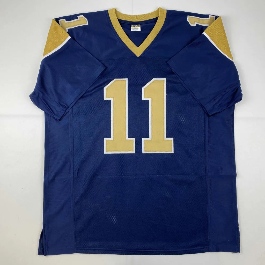 Austin 11 autographed navy blue sports jersey with gold trim for professional sports league