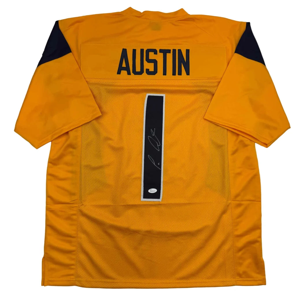 Autographed Tavon Austin West Virginia Yellow College Football Jersey JSA COA | Hall of Fame Sports Memorabilia | vintageantiquesgifts.com