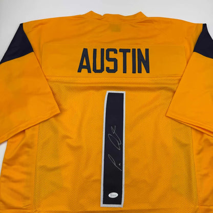 Autographed Tavon Austin West Virginia Yellow College Football Jersey JSA COA | Certified Authentic Signed Memorabilia | vintageantiquesgifts.com