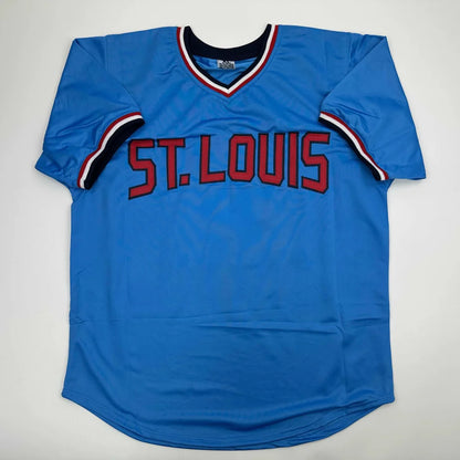 Autographed Ted Simmons St. Louis Blue Baseball Jersey JSA COA | Authenticated Signed Sports Jersey | vintageantiquesgifts.com