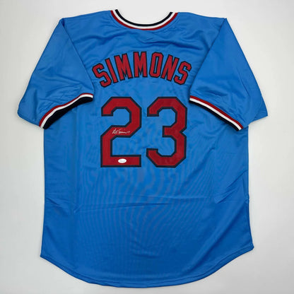 Autographed Ted Simmons St. Louis Blue Baseball Jersey JSA COA | Hall of Fame Sports Memorabilia | vintageantiquesgifts.com