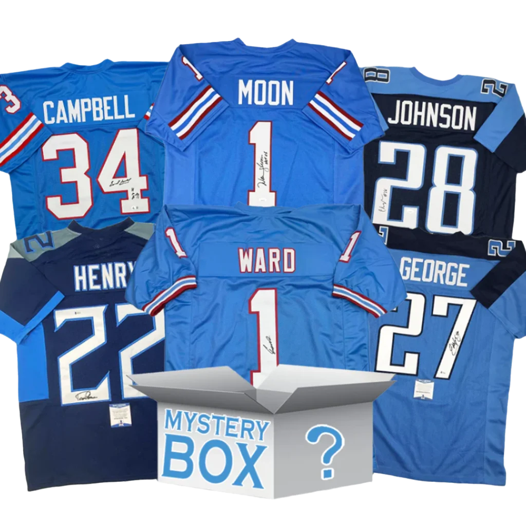 Assorted Tennessee football jerseys and mystery box with autographs for football jersey mystery fans