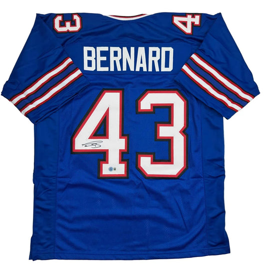 Buffalo Blue custom jersey signed by Terrel Bernard