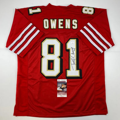 Red Terrell Owens #81 autographed custom jersey with PSA/DNA certification for sports collectors