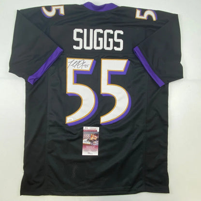 Autographed Terrell Suggs Baltimore Black Football Jersey JSA COA | Hall of Fame Sports Memorabilia | vintageantiquesgifts.com