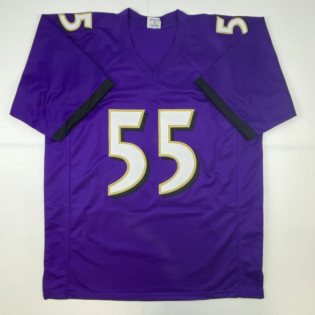 Autographed Terrell Suggs purple custom jersey with number 55, JSA COA