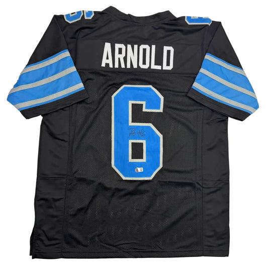 Autographed Terrion Arnold Detroit black custom jersey back, number 6