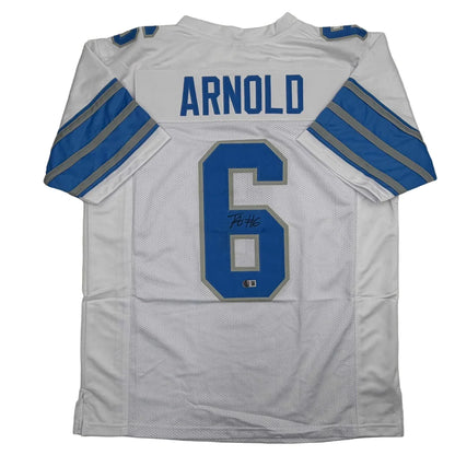 Autographed Terrion Arnold Detroit White Football Jersey Beckett BAS COA | Hall of Fame Sports Memorabilia | vintageantiquesgifts.com