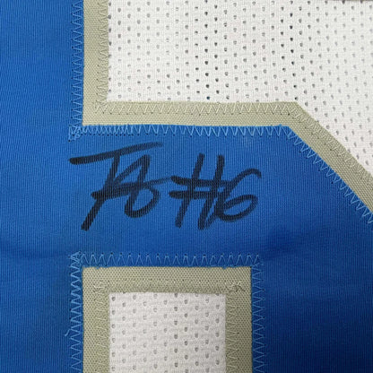 Autographed/Signed Terrion Arnold Detroit White Football Jersey Beckett BAS COA