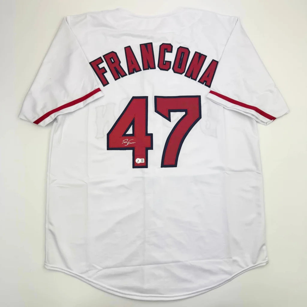 Autographed/Signed Terry Francona Boston White Baseball Jersey Beckett BAS COA