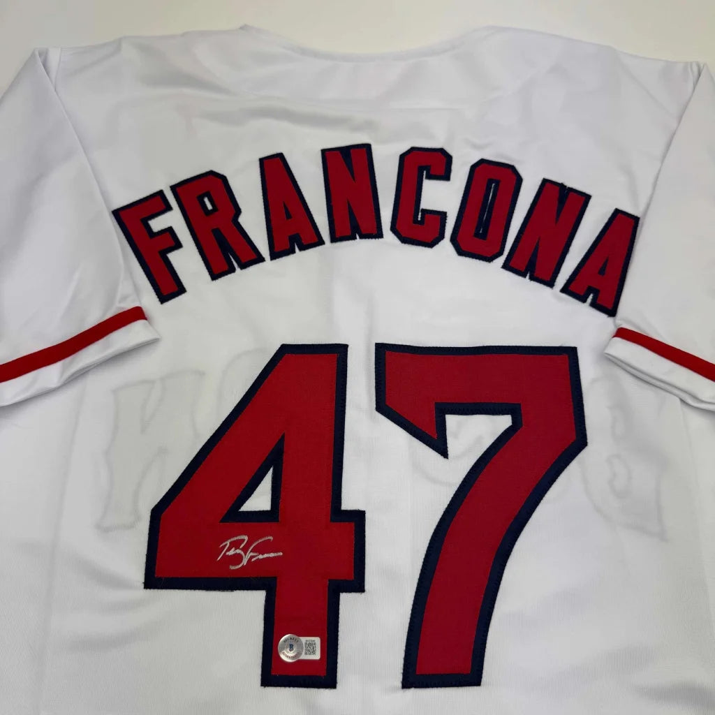 Autographed Terry Francona Boston White Baseball Jersey Beckett BAS COA | Certified Authentic Signed Memorabilia | vintageantiquesgifts.com
