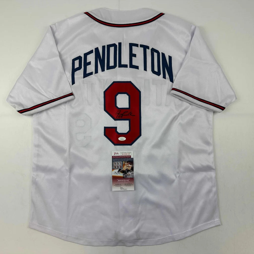 Autographed Terry Pendleton Atlanta White Baseball Jersey JSA COA | Hall of Fame Sports Memorabilia | vintageantiquesgifts.com