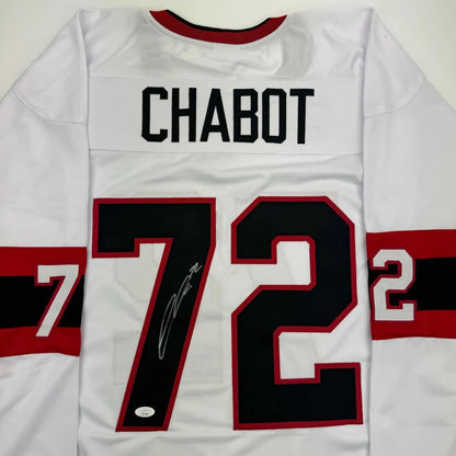 Autographed Thomas Chabot Ottawa White Hockey Jersey JSA COA | Certified Authentic Signed Memorabilia | vintageantiquesgifts.com