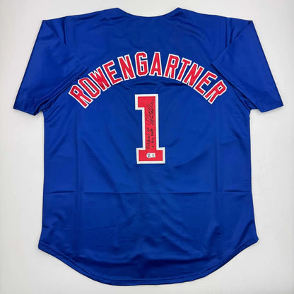 Autographed Thomas Ian Nicholas custom jersey in royal blue with red lettering, Beckett COA