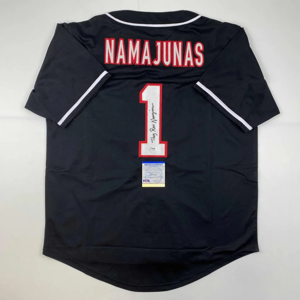 Autographed Thug Rose Namajunas UFC MMA Black Ultimate Fighting Jersey Shirt PSA/DNA COA | Hall of Fame Sports Memorabilia | vintageantiquesgifts.com