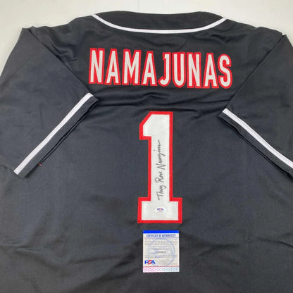 Autographed Thug Rose Namajunas UFC MMA Black Ultimate Fighting Jersey Shirt PSA/DNA COA | Certified Authentic Signed Memorabilia | vintageantiquesgifts.com