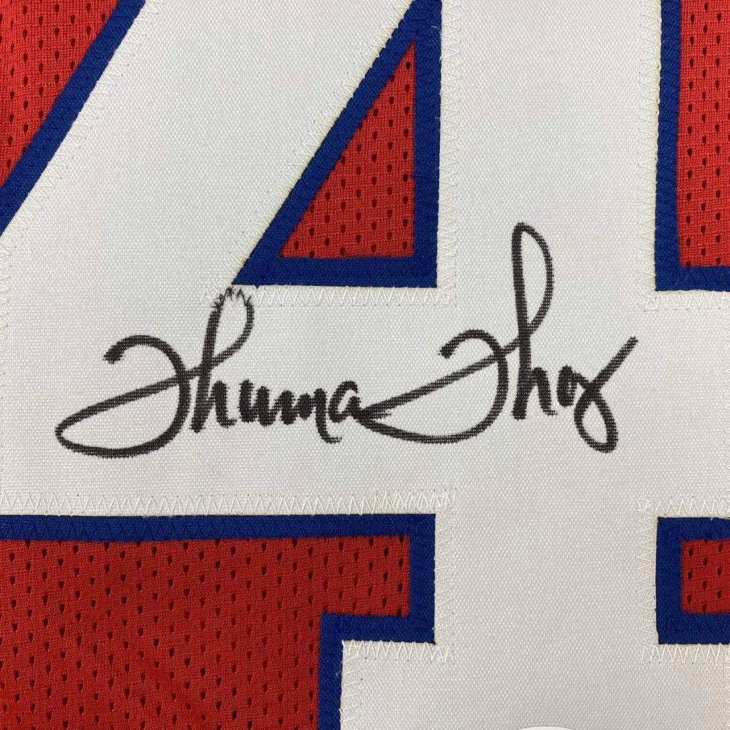 Autographed Shuma Sho black ink signature on custom professional sports jersey