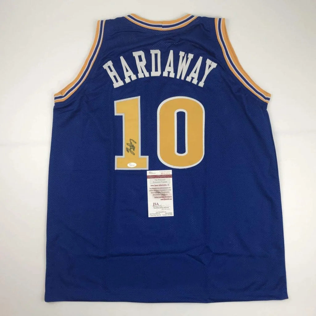 Autographed Tim Hardaway Golden State Blue Basketball Jersey JSA COA | Hall of Fame Sports Memorabilia | vintageantiquesgifts.com