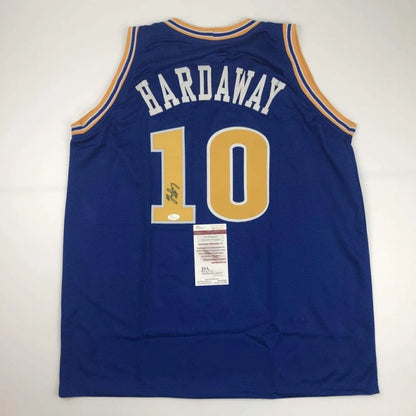 Autographed Tim Hardaway Golden State Blue Basketball Jersey JSA COA | Hall of Fame Sports Memorabilia | vintageantiquesgifts.com