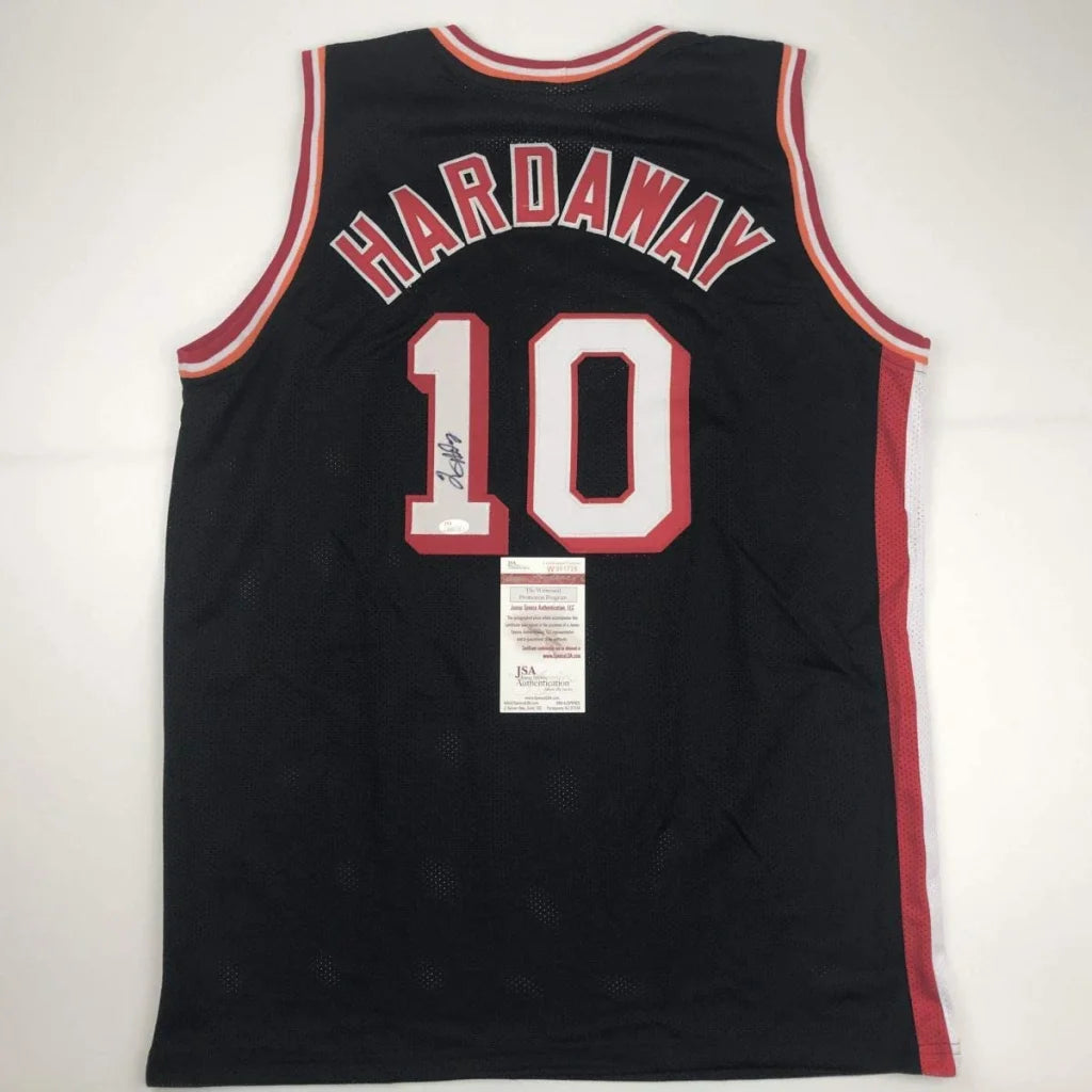 Autographed Tim Hardaway black custom jersey back, number 10, JSA COA