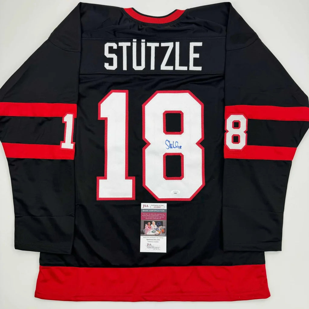 Autographed Tim Stutzle Ottawa Black Hockey Jersey JSA COA | Hall of Fame Sports Memorabilia | vintageantiquesgifts.com