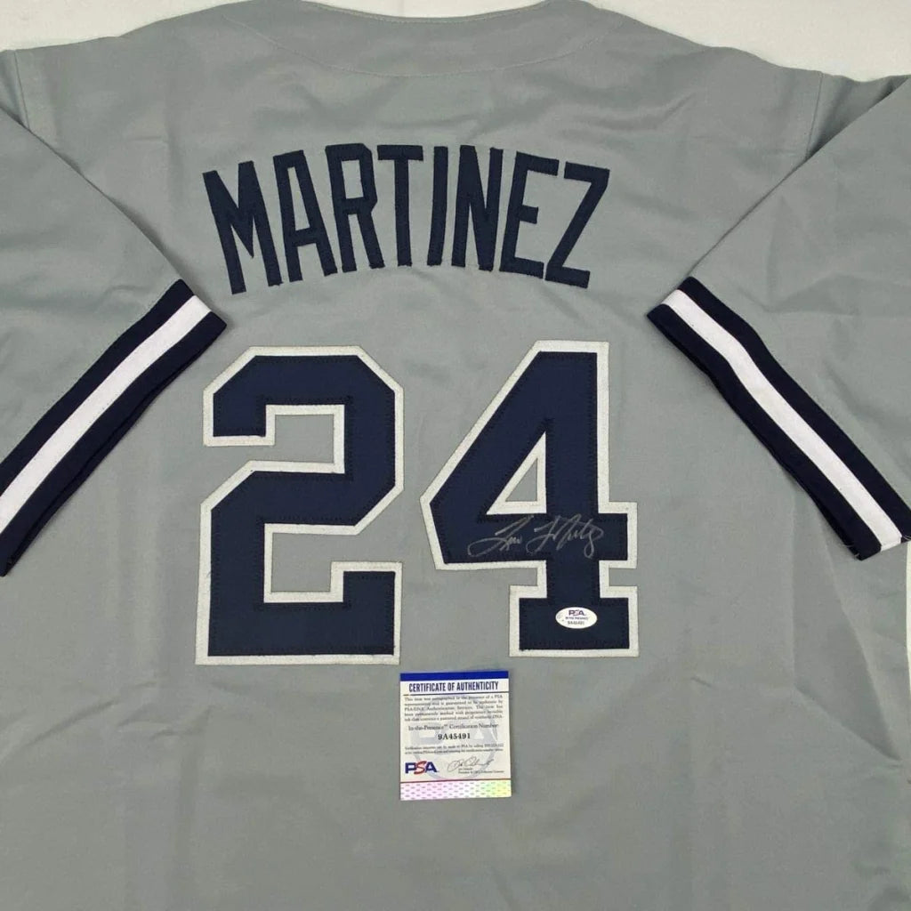 Gray professional sports league custom jersey with MARTINEZ 24 autograph