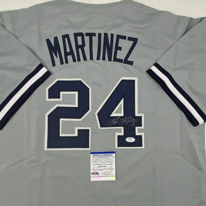 Gray professional sports league custom jersey with MARTINEZ 24 autograph