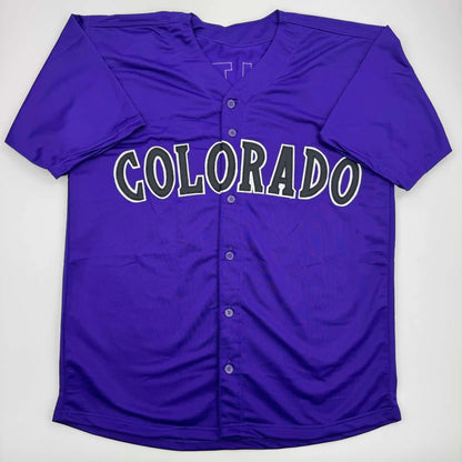 Purple custom jersey with COLORADO and professional sports league design for collectors