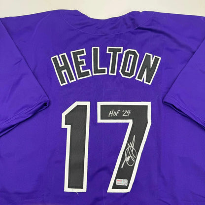 Autographed Todd Helton HOF 24 Colorado Purple Baseball Jersey Tristar COA | Certified Authentic Signed Memorabilia | vintageantiquesgifts.com