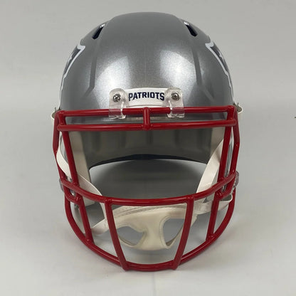 Autographed Tom Brady silver New England Patriots speed replica helmet