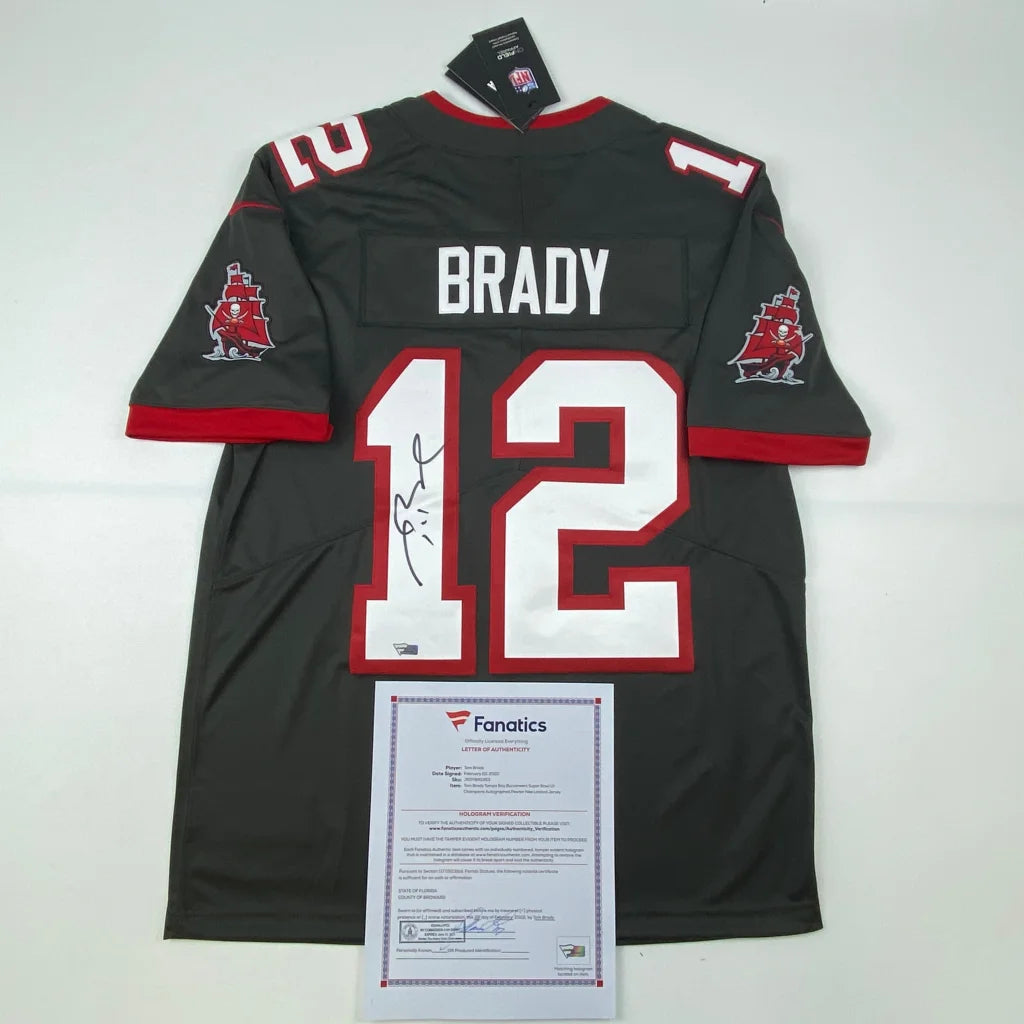 Autographed Tom Brady Tampa Bay Buccaneers Nike jersey with number 12