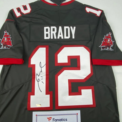 Autographed Tom Brady Tampa Bay Buccaneers Nike jersey with name and number 12