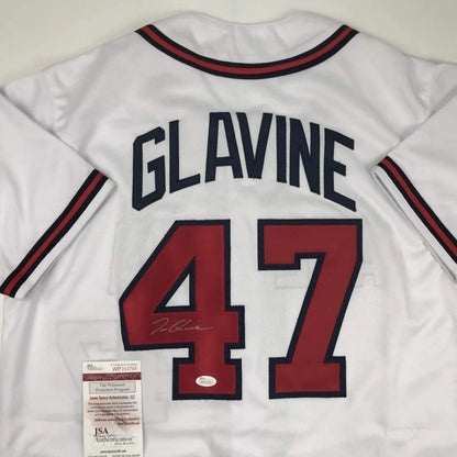 Tom Glavine Atlanta white jersey with autograph and JSA COA for collectors