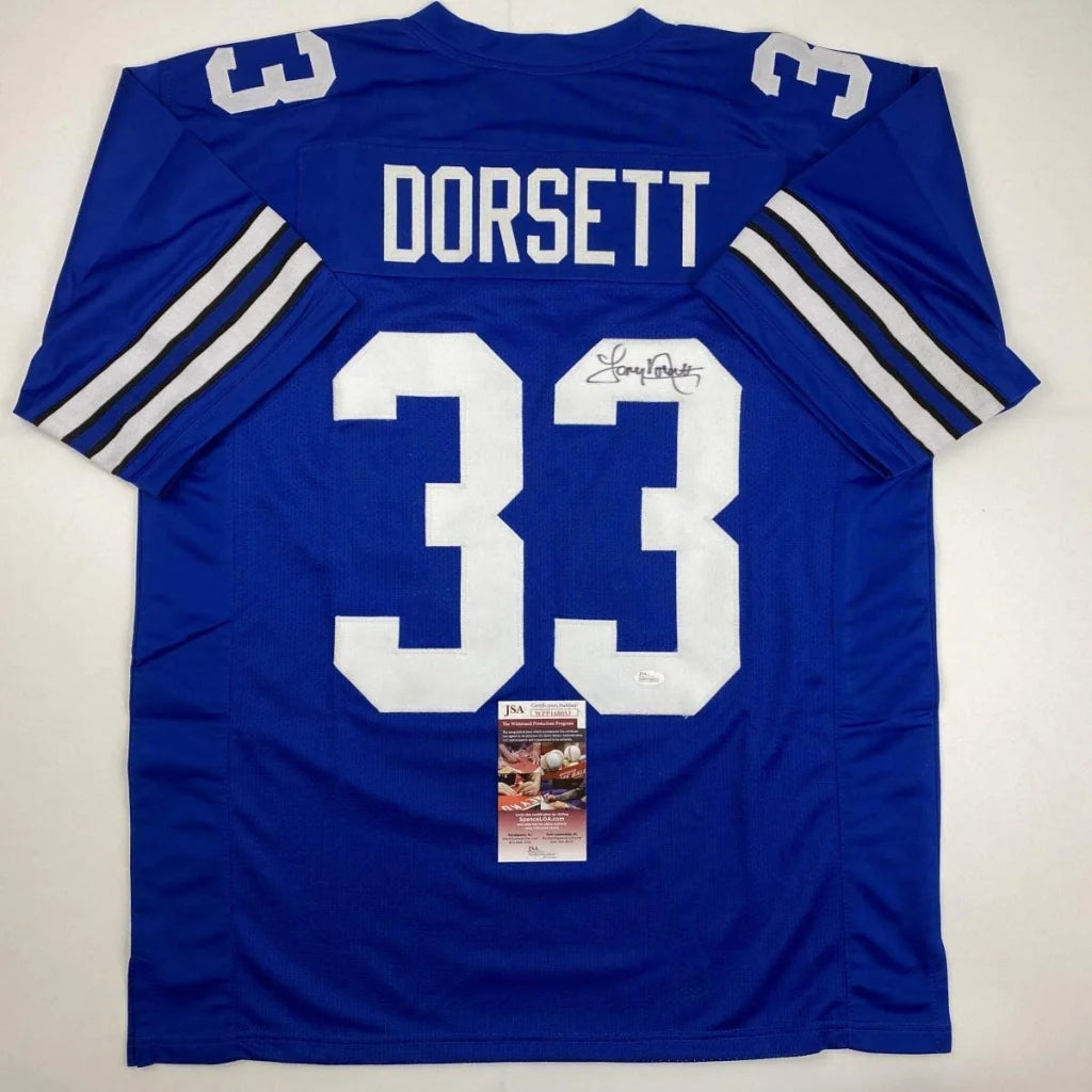 Autographed Tony Dorsett Dallas Retro Blue Football Jersey JSA COA | Hall of Fame Sports Memorabilia | vintageantiquesgifts.com