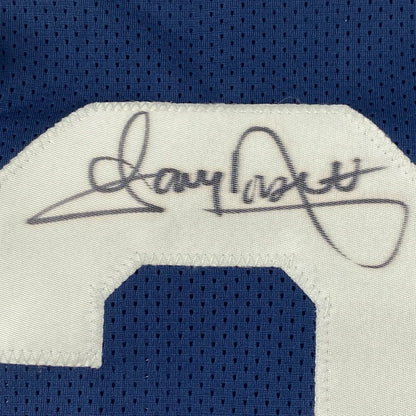 Autographed Tony Dorsett custom jersey on blue mesh with white patch, JSA COA