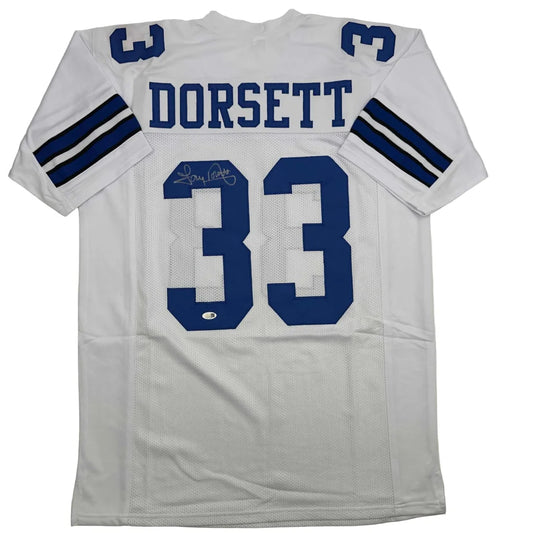 Autographed Tony Dorsett Dallas White Football Jersey JSA COA | Hall of Fame Sports Memorabilia | vintageantiquesgifts.com